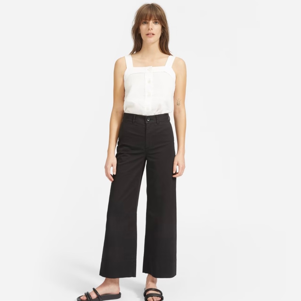 Everlane Black Lightweight Wide Leg Crop Chino Pants